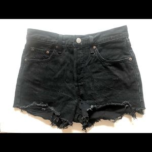 Black Distressed Denim Levi Shorts Size 25